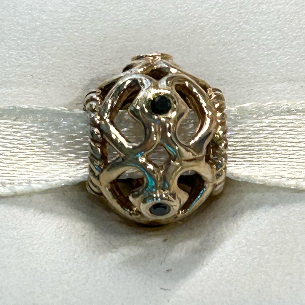 Pandora 14k Gold Charm with Black diamonds